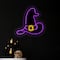 15" Purple LED Neon Style Witch Hat Halloween Window Silhouette